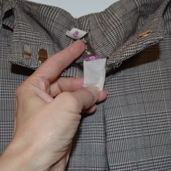 FCNY Midi Shorts Grey Plaid Formal Dress Pants Polyester-Rayon-Spandex Pockets S - Picture 4 of 7